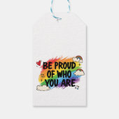 Be Proud of Who You Are Rainbow Quote lgbtq+ Cadeaulabel (Achterkant)