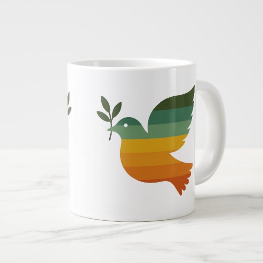 Be Retro Rainbow Peace Dove Jumbo Mug Grote Koffiekop (Voorkant rechts)