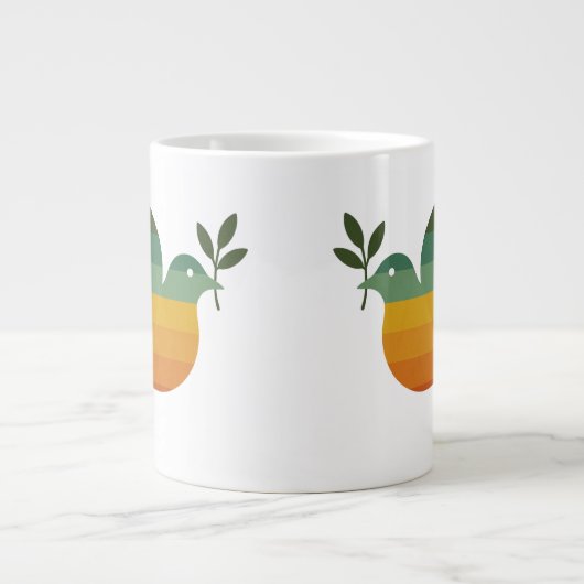 Be Retro Rainbow Peace Dove Jumbo Mug Grote Koffiekop (Voorkant)