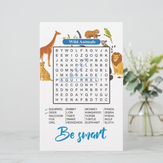 Be Smart – Wild Animals Word Search (Staand voorkant)