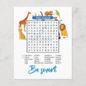 Be Smart – Wild Animals Word Search Flyer (Voorkant)