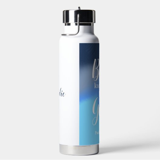 Be Still And Know | Modern Blue Swirl Personalized Waterfles (Rechts)