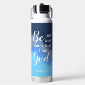 Be Still And Know | Modern Blue Swirl Personalized Waterfles (Voorkant)