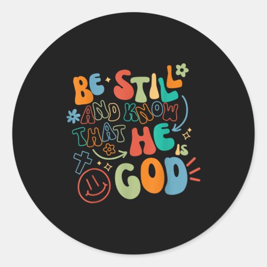 Be Still And Know Psalm Verse Insrational Christia Ronde Sticker (Voorkant)