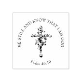 BE STILL Bloemen Cross Religieuze Schrift Verse Rubberstempel (Afrduk)