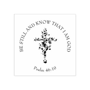 BE STILL Bloemen Cross Religieuze Schrift Verse Rubberstempel