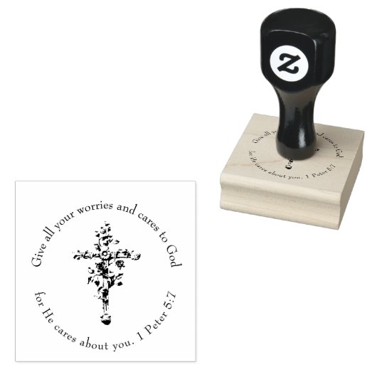 BE STILL Bloemen Cross Religieuze Schrift Verse Rubberstempel (Gestempeld)