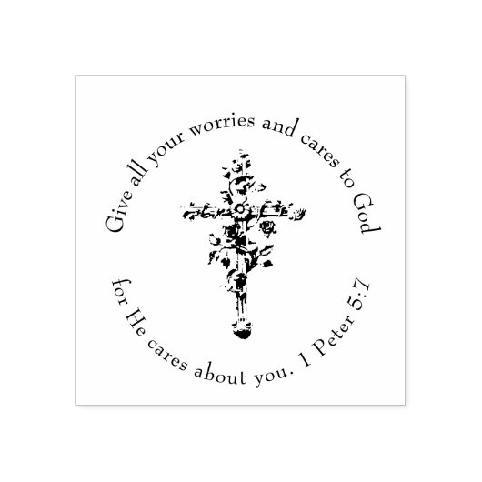 BE STILL Bloemen Cross Religieuze Schrift Verse Rubberstempel (Afrduk)