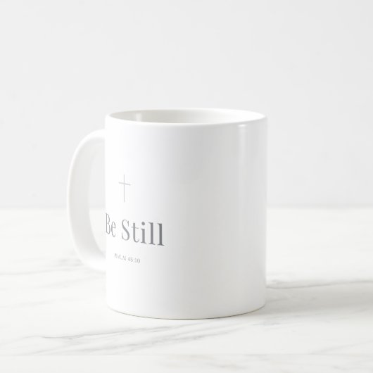 Be Still Christian Mug – Psalm 46:10 Scripture Koffiemok (Voorkant links)
