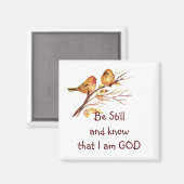 Be Still Know I am GOD Cute Sparrow Birds Magneet (Voorkant / Achterkant)