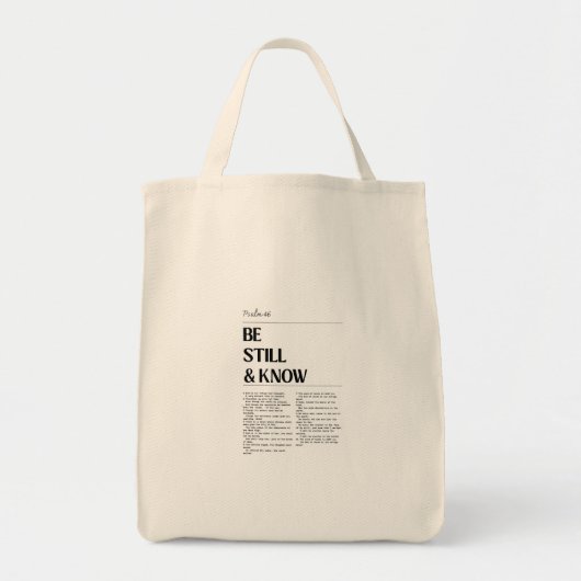 Be Still Psalm 46 Faith Grocery Bag Tote Bag (Voorkant)