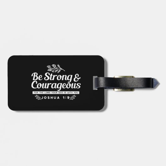 Be Strong and Courageous – Joshua 1:9 Bible Verse Bagagelabel (Achterkant horizontaal)