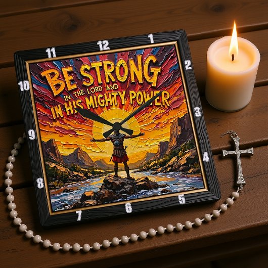 Be Strong in the Lord Warrior Art Vierkante Klok