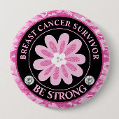 Be Strong Pink Flower Awareness Design Ronde Button 4,0 Cm (Voorkant)