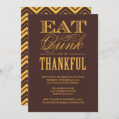 BE THANKFUL | THANKSGIVING-DINERINVITATIE KAART (Voorkant / Achterkant)