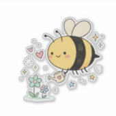 Be The Buzz | Cute Honeybee Watering Wildflowers  Sticker (Voorkant)
