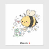 Be The Buzz | Cute Honeybee Watering Wildflowers  Sticker (Vel)