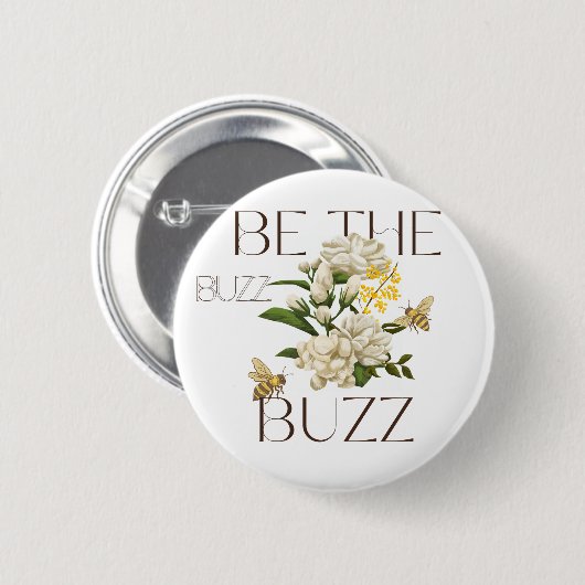 Be the Buzz | Modern Botanical Bee for teachers  Ronde Button 5,7 Cm (Voorkant /achterkant)