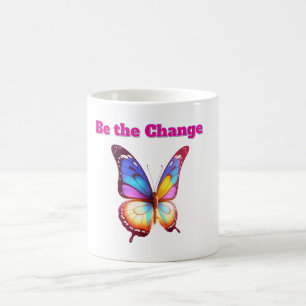 Be the Change - Inspirerende Vlinder Illustratie Koffiemok