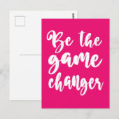 Be the Game Changer Motivatie quote Hot Pink Briefkaart (Voorkant / Achterkant)