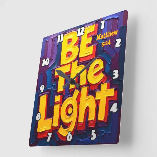 Be the Light Artwork Vierkante Klok (Hoek)