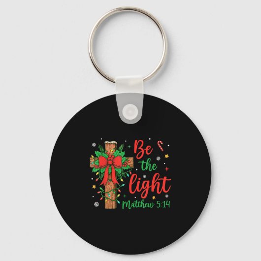 Be The Light Christian Christmas Cross Bow Floral Sleutelhanger (Voorkant)