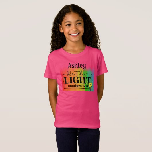Be the Light" kinder bijbel citaat t-shirt (Voorkant volledig)