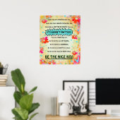 Be the Nice Kind Floral Classroom Inspirivity Poster (Thuiskantoor)
