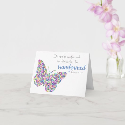 "...be transformeerd" Butterfly Notecard Kaart (Orchidee)