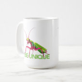 BE UNIEK bug bidsprinkhaan groovy insect kunst Koffiemok (Voorkant links)