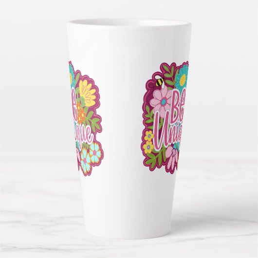 Be Unique motivational flower design Latte Mok (Voorkant)