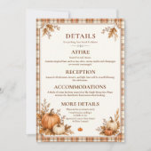 Be werkbare Pompoen Plaid Bruiloft Details Card (Voorkant)