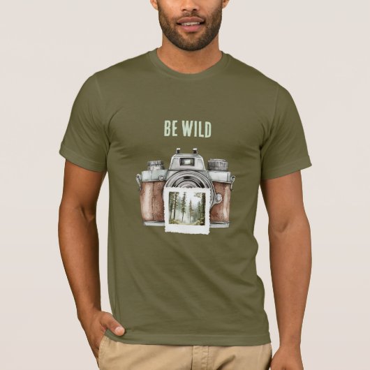 Be Wild Camera Foto Bomen Avontuur T-shirt (Voorkant)