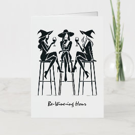 Be-Wine-ing Hour, Elegante Heksen Wijnavond, Moder Folie Wenskaart