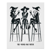 Be-Wine-ing Uur, Modern, Elegant Heksen Wijn Nacht Perfect Poster (Voorkant)