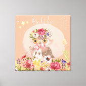 Be Wise Inspirerend Woodland Owl Floral Nursery Canvas Afdruk (Voorkant)