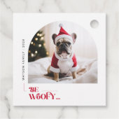 Be Woofy Funny Family Pet Dog Arch Photo Christmas Bedankjes Labels (Achterkant)