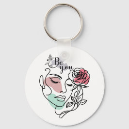Be You Face Line Art Vrouw Face Line Art Sleutelhanger