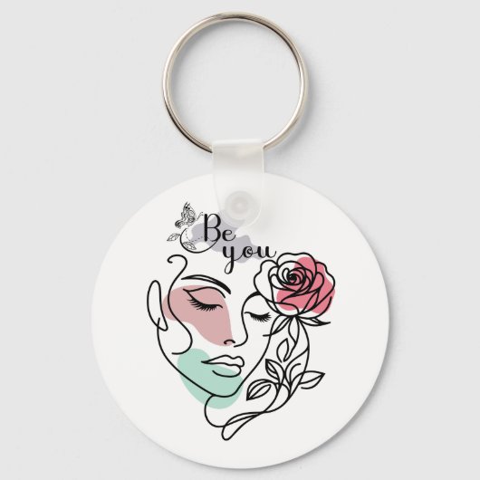 Be You Face Line Art Vrouw Face Line Art Sleutelhanger (Voorkant)