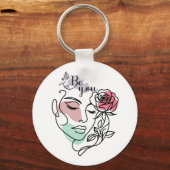 Be You Face Line Art Vrouw Face Line Art Sleutelhanger (Achterkant)