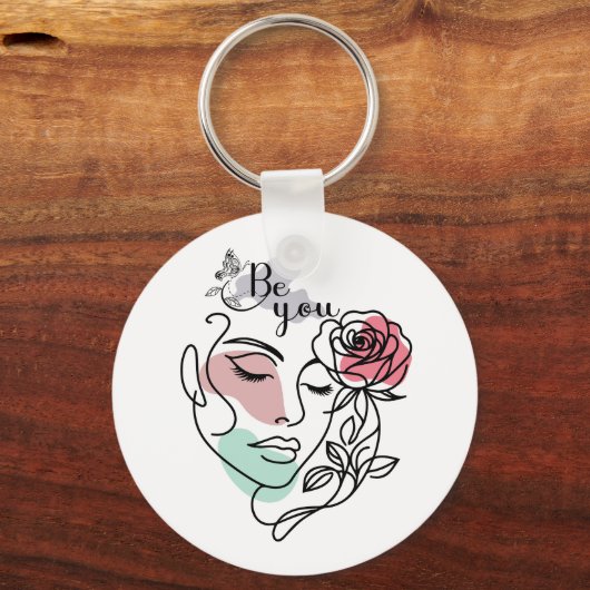 Be You Face Line Art Vrouw Face Line Art Sleutelhanger (Achterkant)