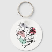 Be You Face Line Art Vrouw Face Line Art Sleutelhanger (Achterkant)