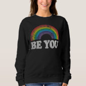 Be You Gay Pride LGBT Ally Rainbow Flag Retro Vint Trui (Voorkant)
