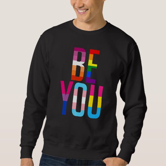 Be You Pride LGBTQ Gay LGBT Ally Rainbow Flag Retr Trui (Voorkant)