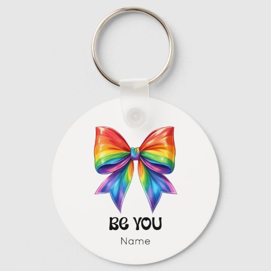 Be You Pride – Rainbow Coquette Bow Aangepast Sleutelhanger (Voorkant)