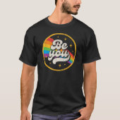 Be You - Retro Groovy Pride Rainbow T-shirt (Voorkant)
