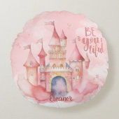 Be-You-Tiful Paleis in de Roze Wolk Burp Doek Rond Kussen (Voorkant)