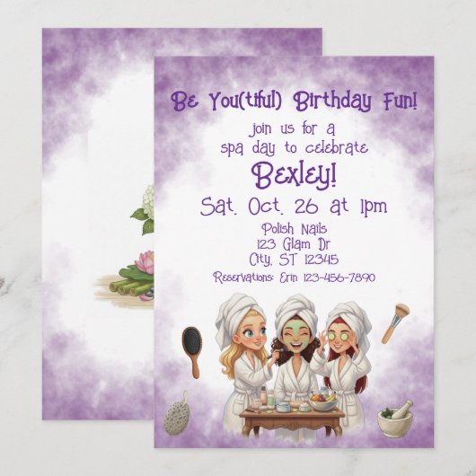 Be You(tiful) Spa Day Birthday Kaart (Voorkant / Achterkant)