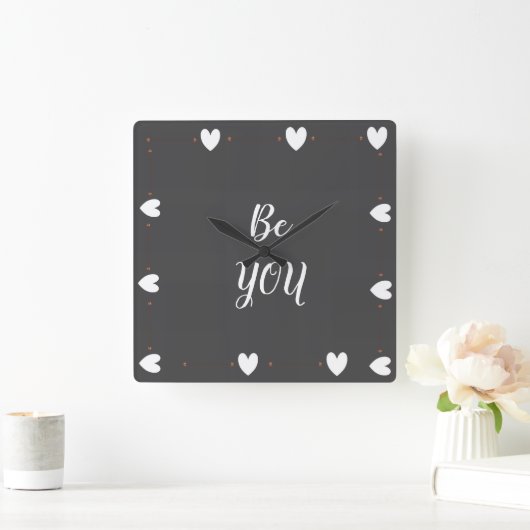Be You Wall Clock – Minimal Modern Inspirational Vierkante Klok (Huis)