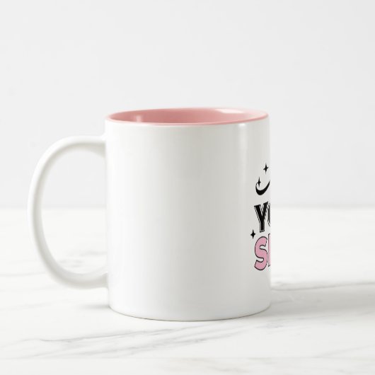 "Be Your Self" Inspirational Black and Pink Mug Tweekleurige Koffiemok (Links)